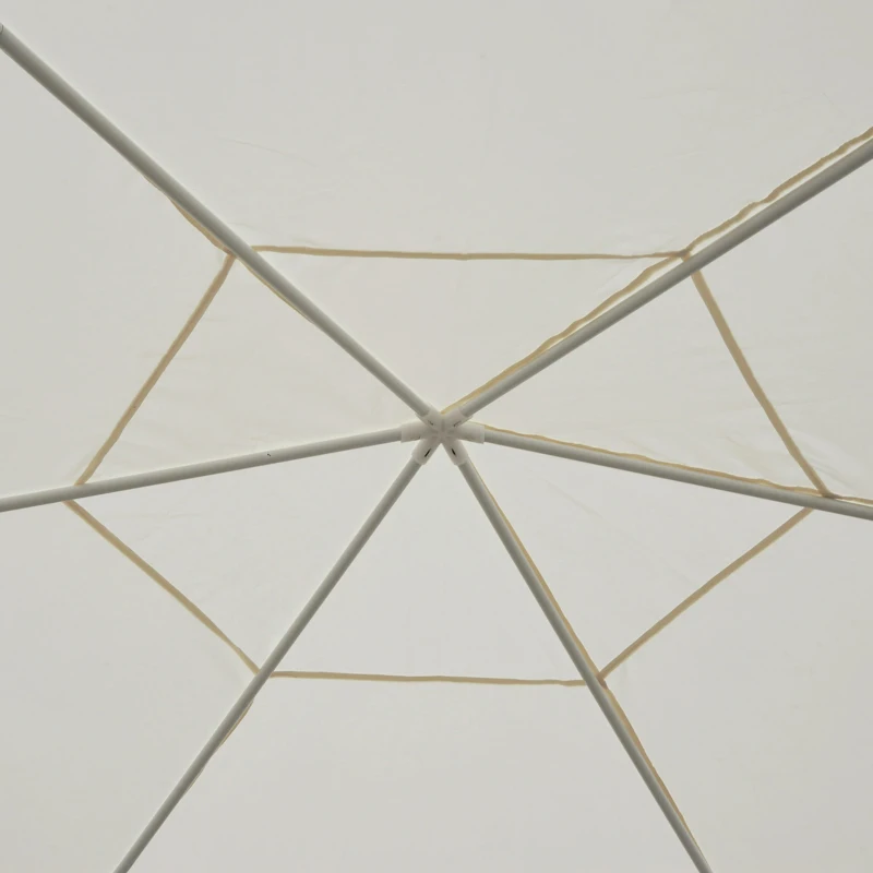 Outsunny Tenda Hexagonal Tenda de Jardim com Rede Mosquiteira Portas com Zíper e Orifícios de Drenagem 197x250 cm Creme