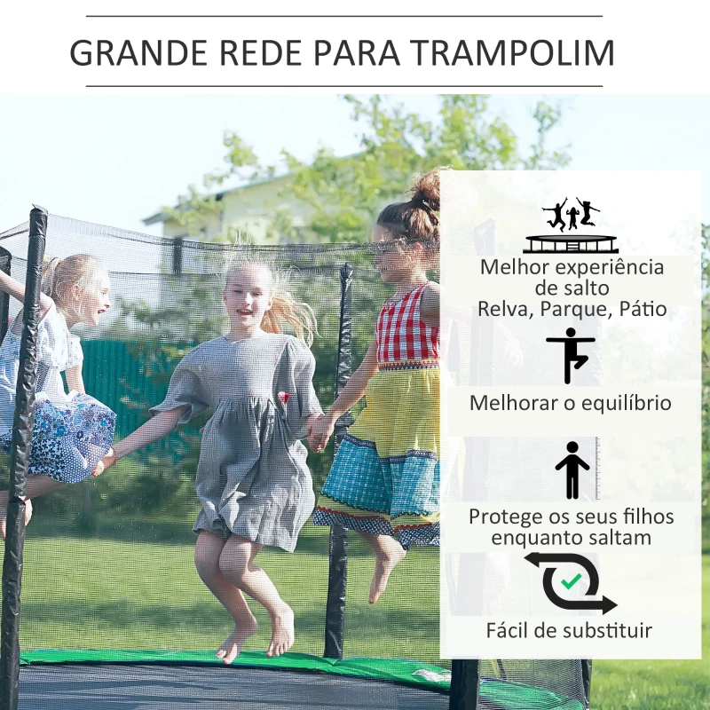 HOMCOM Rede de Segurança para Trampolim Rede de Substituição para Trampolins Ø305x180 cm Preto