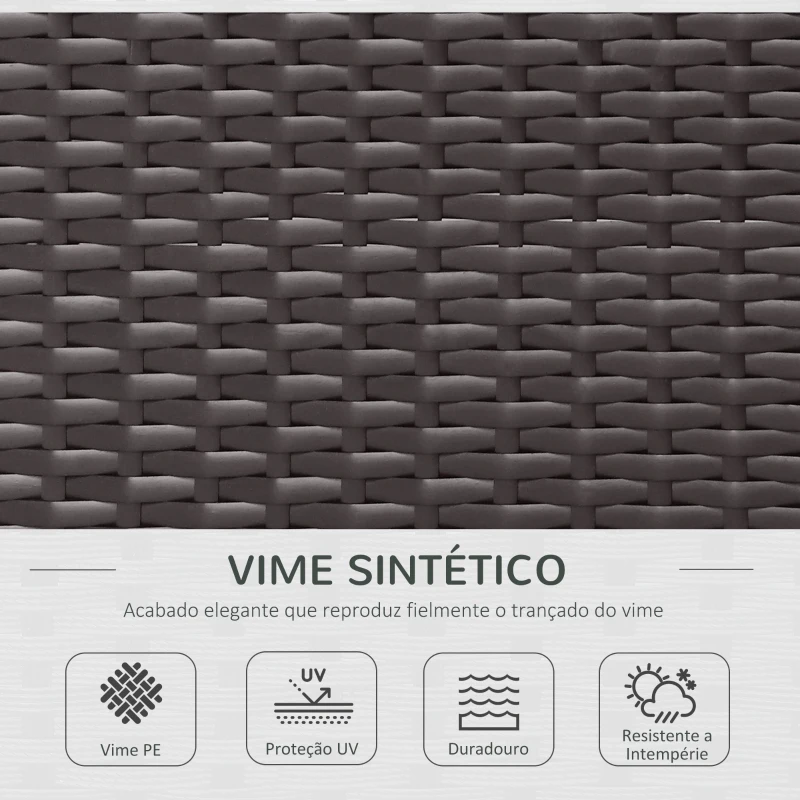 Outsunny Conjunto de móveis de jardim de vime 7 peças Conjunto de sofás de pátio com 1 mesa de centro almofada  incluída Estrutura de aço resistente a intempéries UV Marrom