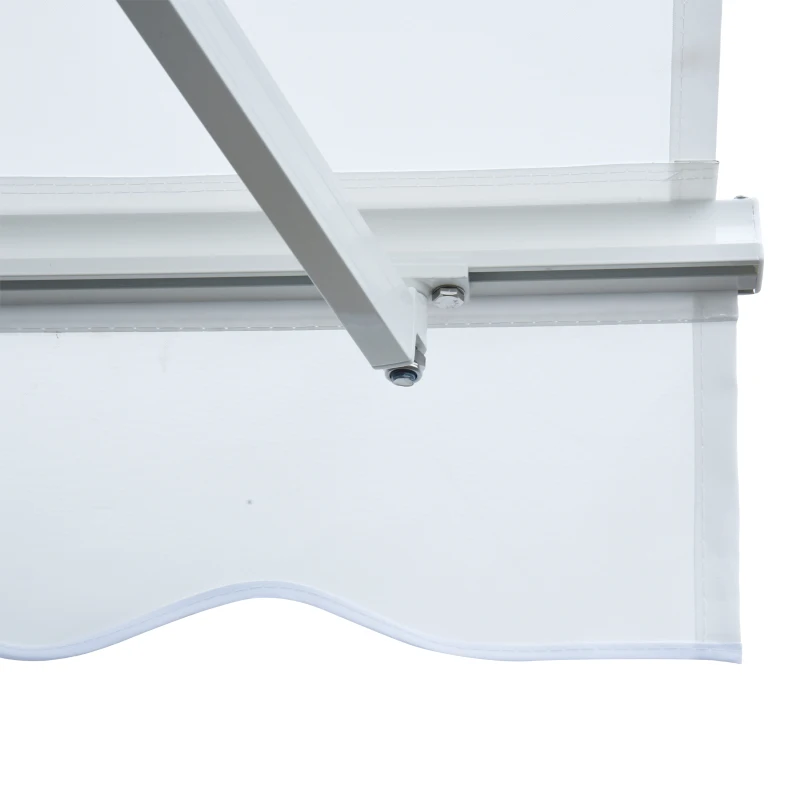 Outsunny Toldo Manual Dobrável de Alumínio Toldo para Varanda com Ângulo Ajustável e Manivela 300x250 cm Branco