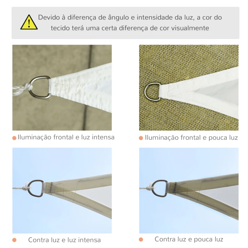 Outsunny Vela de Sombra Triangular 3x3x3 m Toldo Vela de Poliéster com Proteção UV Aneis em Forma de D e Cordas para Jardim Pátio Piscina Creme