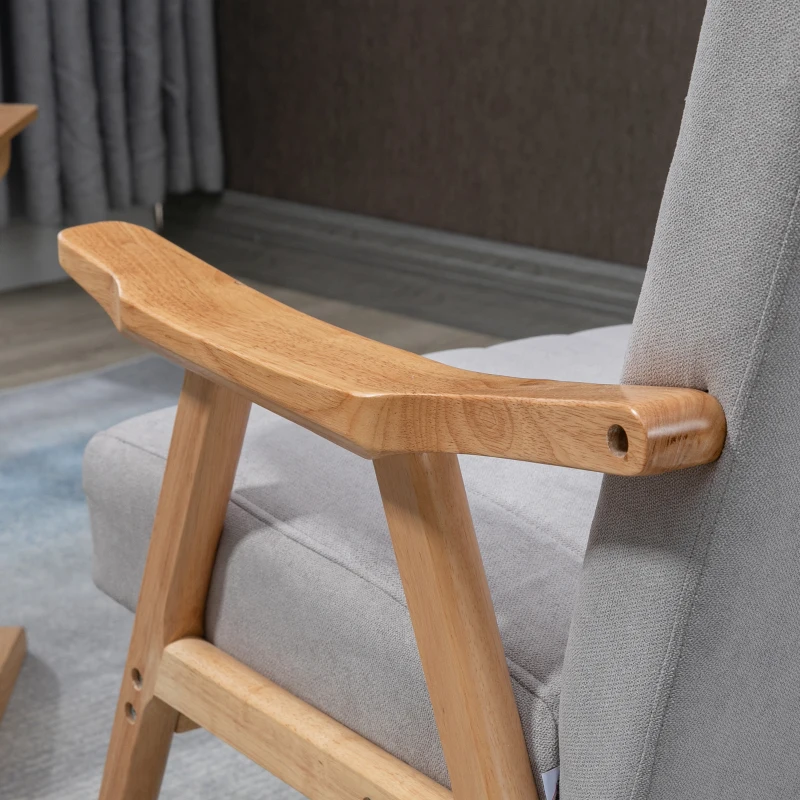 HOMCOM fauteuil, gestoffeerde stoel met armleuningen, grijs