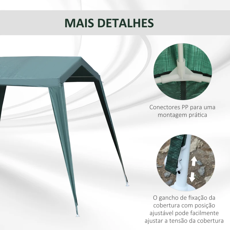 Outsunny Tenda Desmontável para Jardim com Tubo de Aço Tenda para Campismo Exterior 330x240x215 cm Verde