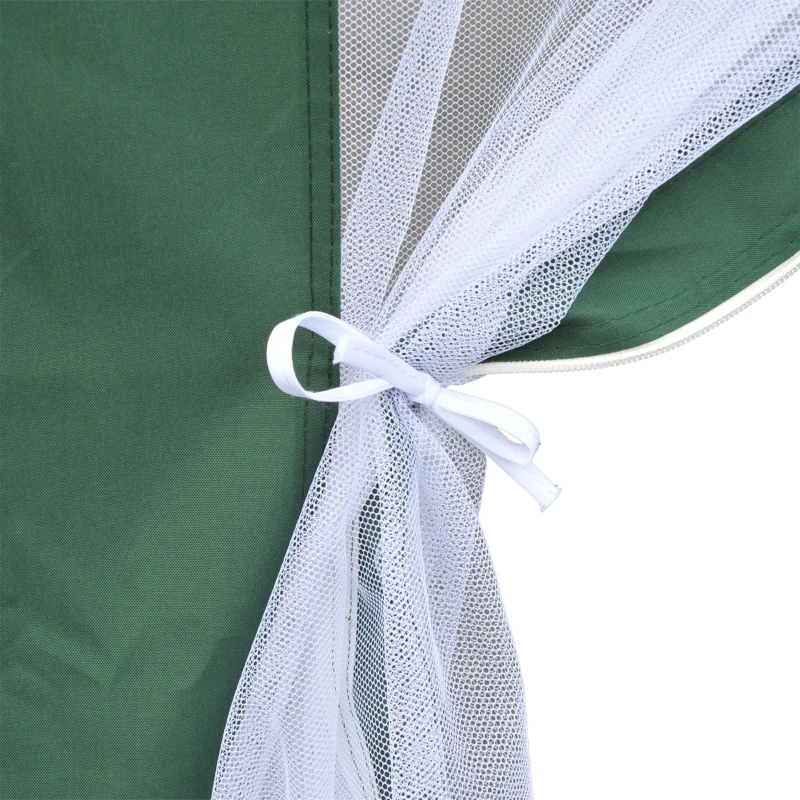 Outsunny Tenda Hexagonal Tenda de Jardim com Rede Mosquiteira Portas com Zíper e Orifícios de Drenagem 197x250 cm Verde