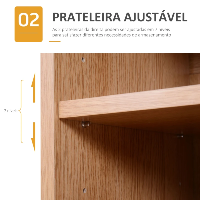 HOMCOM Sapateira com 2 Portas Prateleiras Interiores e 5 Prateleiras Exteriores com Altura Ajustável 80x32x91 cm Branco e Madeira