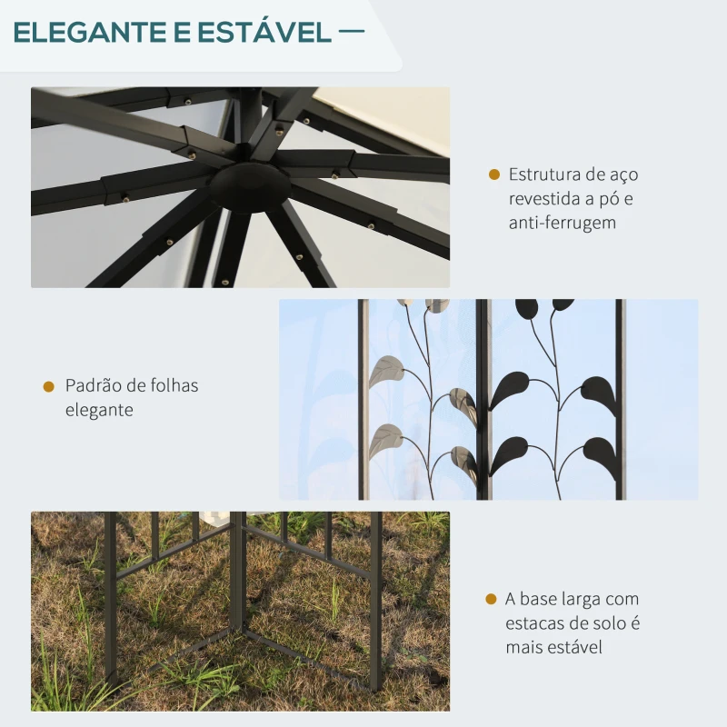 Outsunny Pérgola de Jardim Pérgola de Exterior com Teto Duplo Mosquiteira e Orifícios de Drenagem 300x300x280 cm Branco