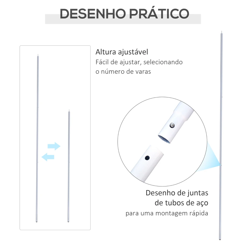 Outsunny Barra de Apoio para Tendas e Abrigos de Campismo Barra para Tenda de Campismo Fácil de Montar Ø25mmx3m Branco