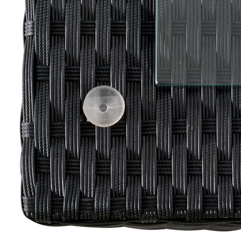 Outsunny Conjunto de móveis de jardim 4 peças sofá duplo de vime mesa de centro banquinho com almofadas acolchoadas para ar livre estrutura de metal Preto