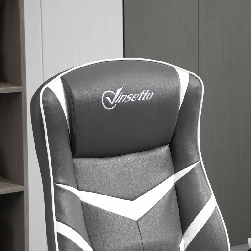 Vinsetto Gaming Chair Ergonomic Computer Chair with Adjustable Height Pedestal Base, Home Office Desk Chair Faux Leather Exclusive Swivel Chair, Grey
