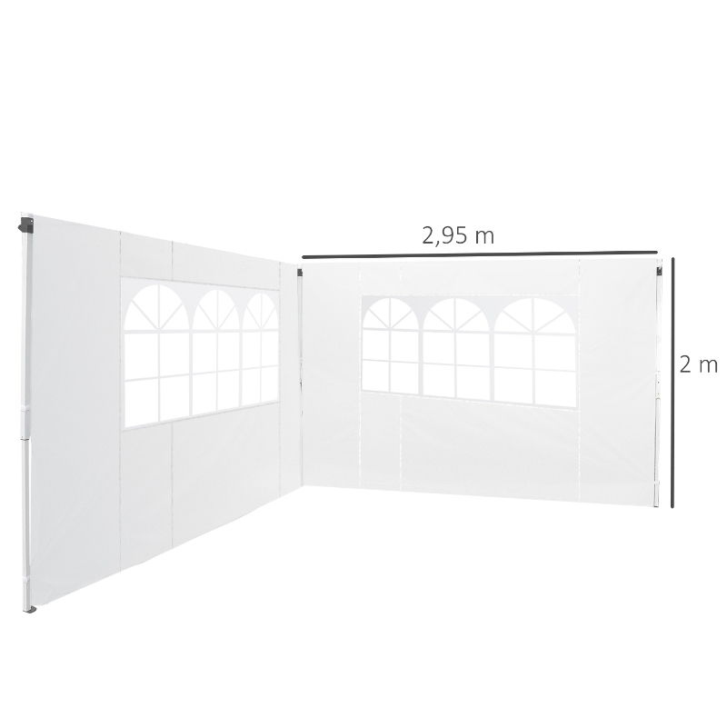 Outsunny 2 Paredes Laterais para Tenda Parede Lateral de Tecido Oxford com 2 Janelas  3x2 m Branco