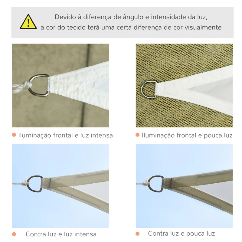 Outsunny Vela de Sombra Triangular 6x6x6 m Toldo Vela de Poliéster com Proteção UV Aneis em Forma de D e Cordas para Jardim Pátio Piscina Creme
