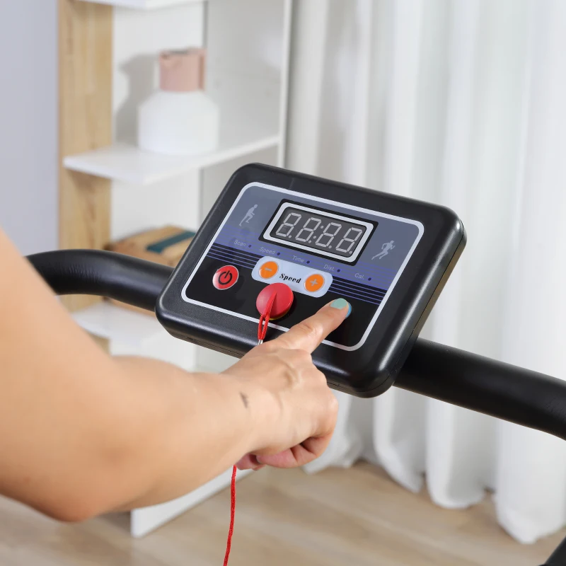 HOMCOM Passadeira Elétrica Dobrável com Velocidade 1-10km/h com Ecrã LCD e Carga Máxima 110kg para Casa Escritório 120,5x60x116 cm Preto e Cinza