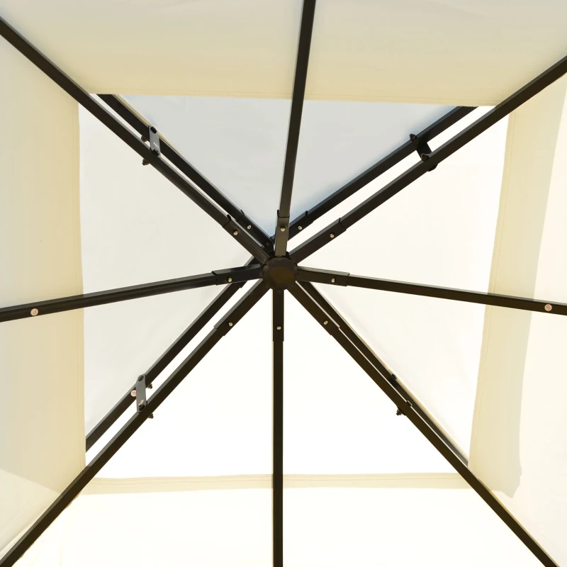 Outsunny Pérgola de Jardim 300x300x265 cm com Duplo Teto e Estrutura de Aço Proteção Solar para Festas Eventos ao Ar Livre Creme