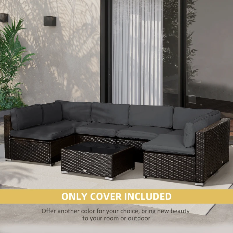 Outsunny Garden Rattan Sofa Cushion Polyester Cover Replacement Outdoor- No Cushion Included, Dark Grey