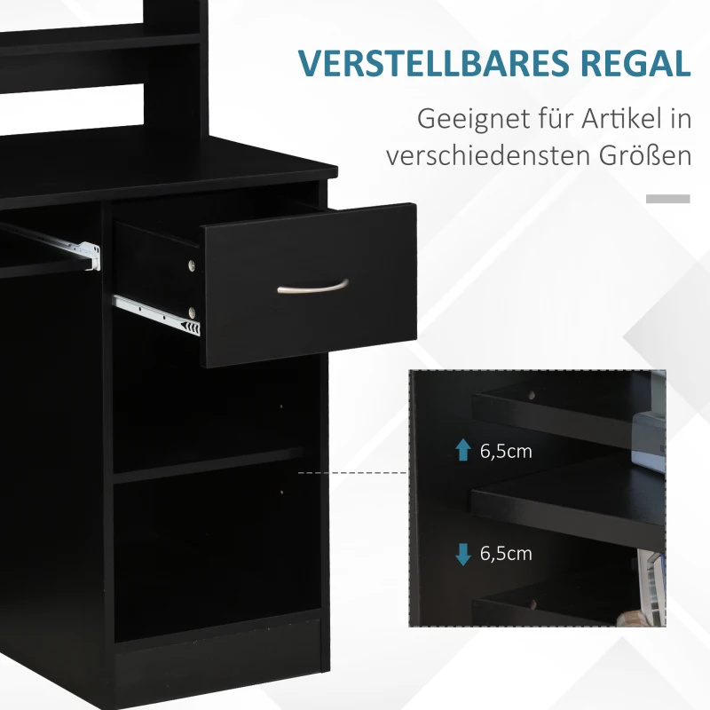 HOMCOM biurko komputerowe biurko biurko gamingowe, biurko do komputera z szufladą płyta wiórowa E1 czarny 104 x 48 x 95,5 cm