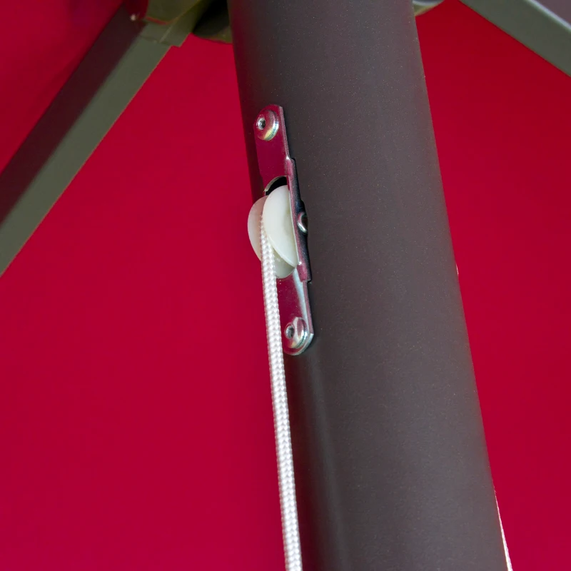 Outsunny 4.6M Sun Umbrella Canopy Double-sided Crank Sun Shade w/ Cross Base Wine Red