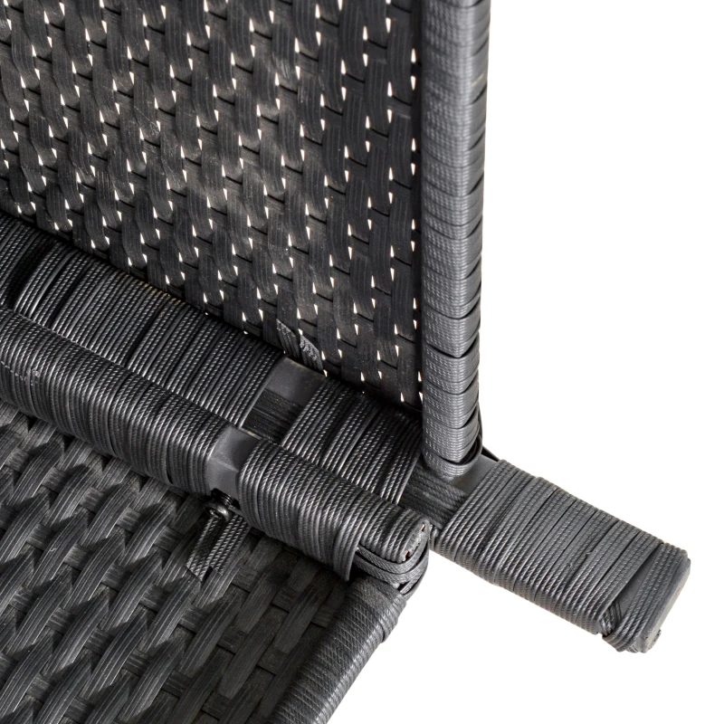 Outsunny Conjunto de móveis de jardim 4 peças sofá duplo de vime mesa de centro banquinho com almofadas acolchoadas para ar livre estrutura de metal Preto