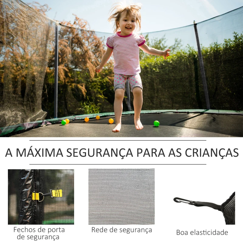 HOMCOM Rede de Segurança para Trampolim Rede de Substituição para Trampolins Ø305x180 cm Preto