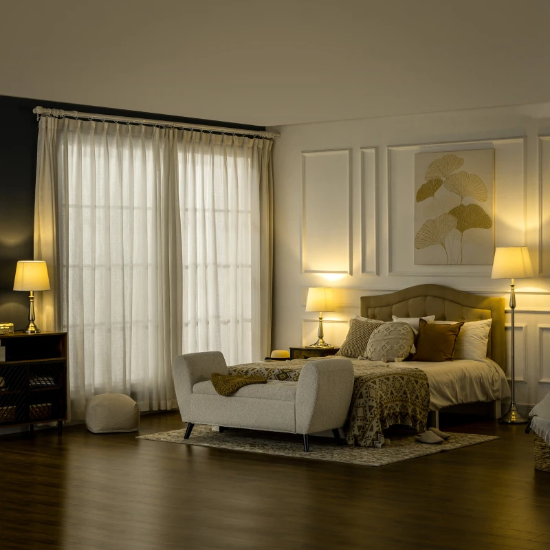 HOMCOM 3-delige vintage designlampenset, 2 tafellampen, 1 vloerlamp, 35,5 cm x 35,5 cm x 146 cm, zilver+wit