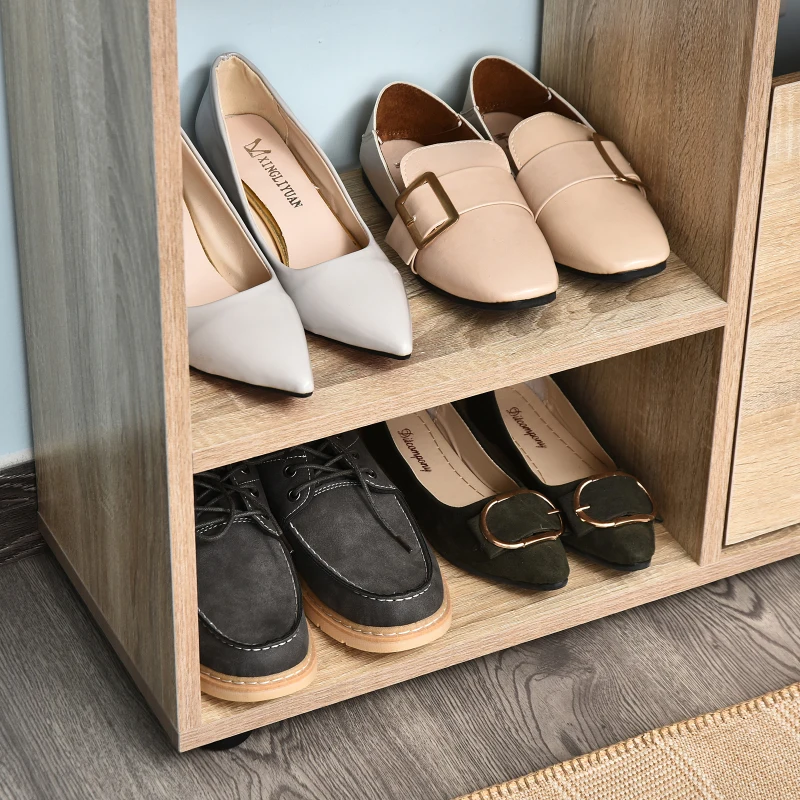 HOMCOM Sapateira de Madeira com Prateleiras de Armazenamento Sapateira para até 20 pares de Sapatos 101,5x25,5x98cm Madeira