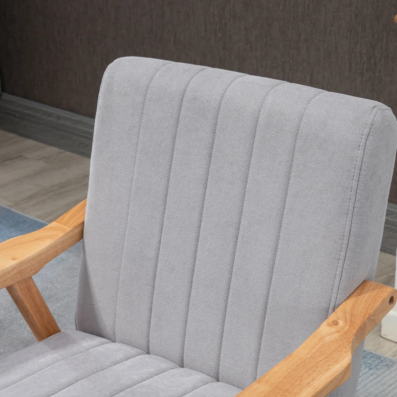 HOMCOM fauteuil, gestoffeerde stoel met armleuningen, grijs