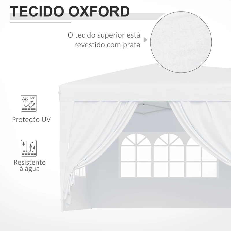 Outsunny Tenda para Festas com Paredes Laterais Amovíveis 2 Portas com Zíper 4 Janelas e Bolsa de Transporte 591x297x255 cm Branco
