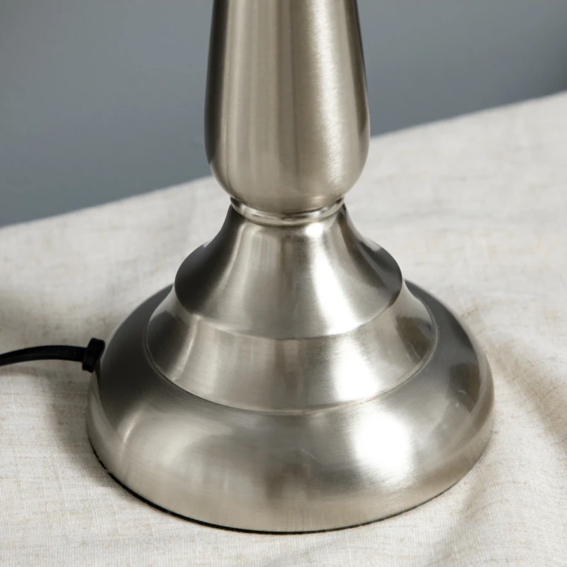 HOMCOM 3-delige vintage designlampenset, 2 tafellampen, 1 vloerlamp, 35,5 cm x 35,5 cm x 146 cm, zilver+wit