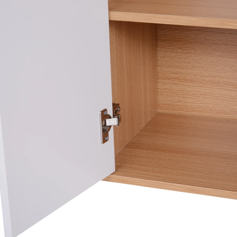 HOMCOM Sapateira com 2 Portas Prateleiras Interiores e 5 Prateleiras Exteriores com Altura Ajustável 80x32x91 cm Branco e Madeira