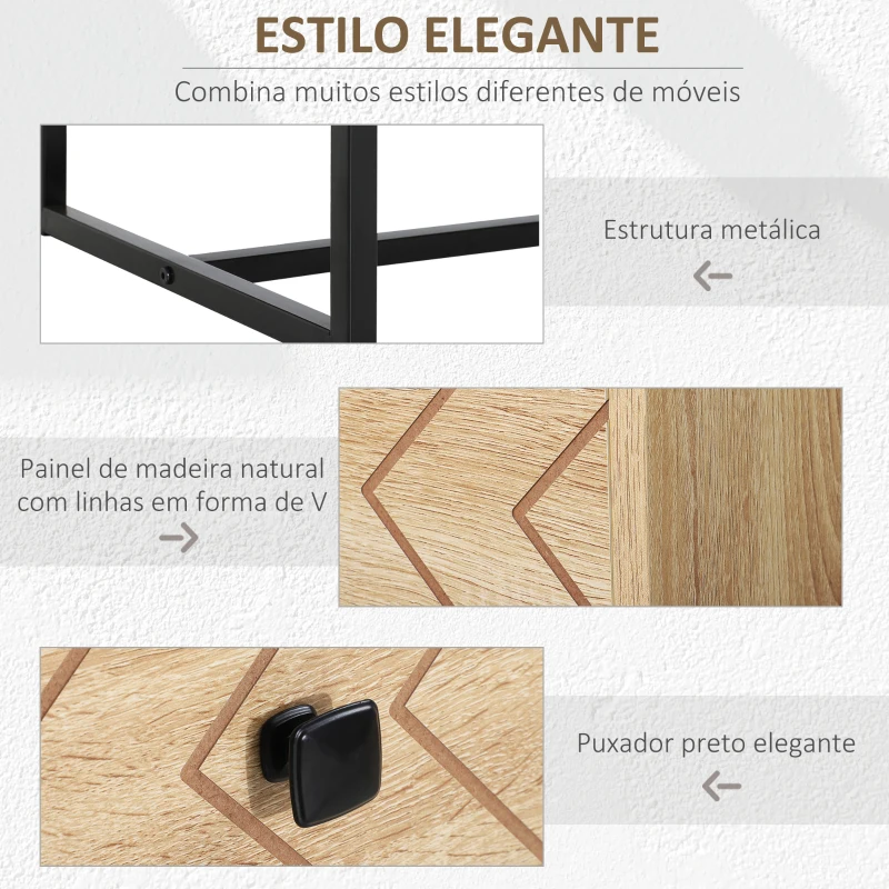 HOMCOM Cómoda com 5 Gavetas Estilo Retrô Móvel Auxiliar de Madeira para Sala de Estar Corredor 80x39,5x110 cm Madeira e Preto