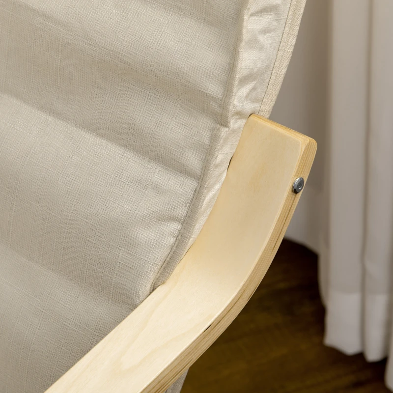HOMCOM Poltrona Relax com Apoio para os Pés Ajustável Estofada em Tecido com Estrutura de Madeira 66,5x94x100 cm Creme