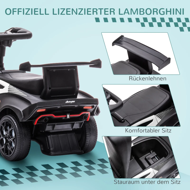 AIYAPLAY Lamborghini gelicentieerde glijauto met geluidseffecten, kantelbeveiliging, 67 cm x 28 x 38 cm