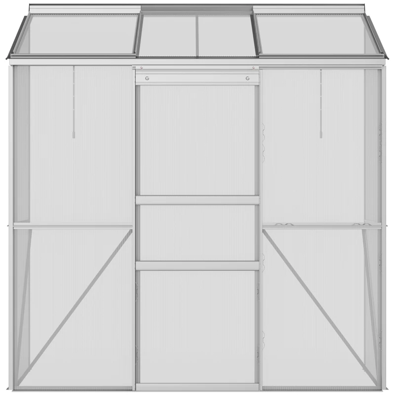 Outsunny Buitenzonnige broeikas met schuifdeur, dakraam van polycarbonaat, aluminium(m-8)