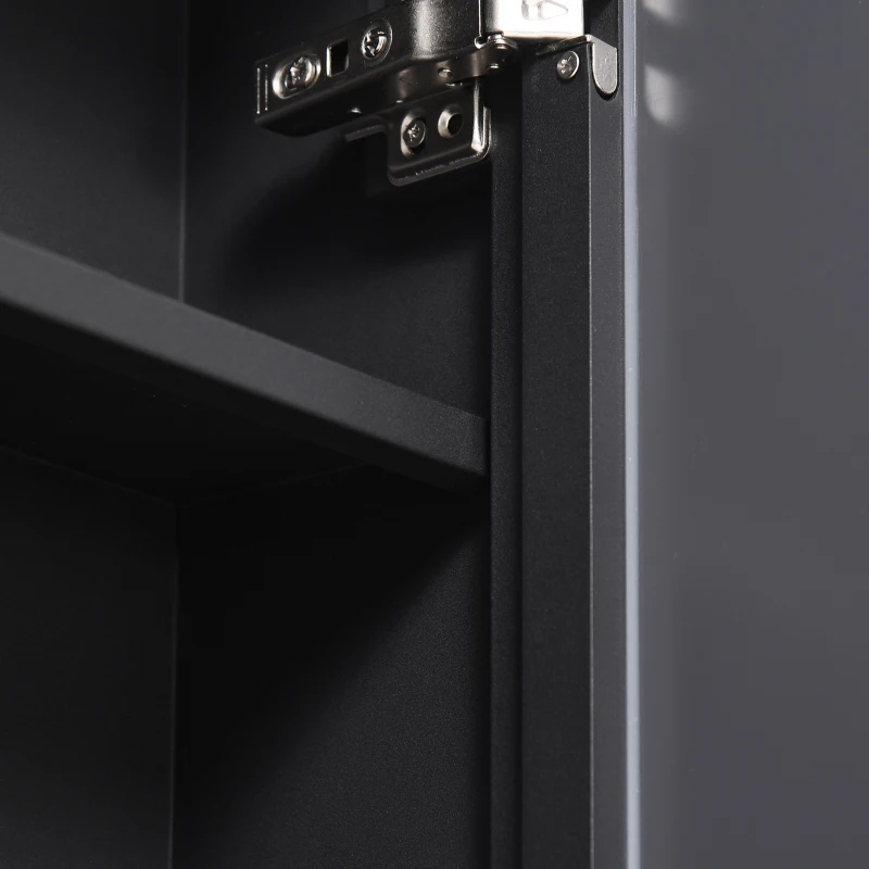 Kleankin Spiegelkast Badkamer Spiegelkast met 3 Lagen voor Badkamer Zwart