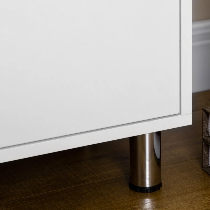 HOMCOM Estantería con Armario de 2 Puertas y Estantes Abiertos Librería para Salón Estudio Oficina 70x29,5x167 cm Blanco