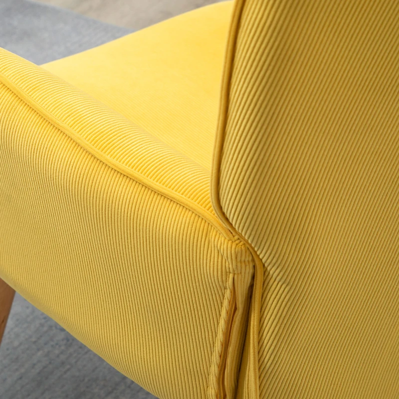 HOMCOM Modern Accent Chair with Ottoman, Living Room Chairs with Steel Frame, Wooden Legs for Living Room, Study, Bedroom and Home Office, Yellow(m-9)