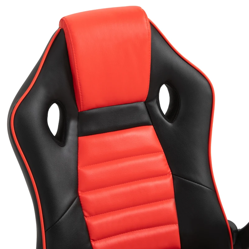 Vinsetto Gaming Stuhl mit Wippenfunktion Racing Stuhl ergonomisch Bürostuhl Armlehnen höhenverstellbar Kunstleder Rot+Schwarz 66,5 x 66 x 113–122 cm