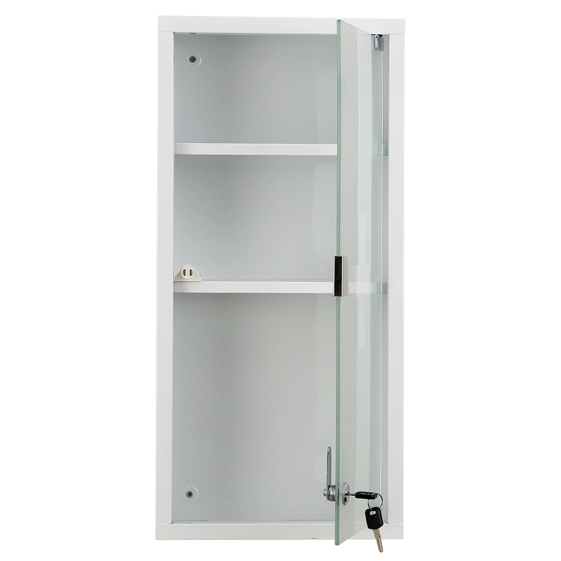 HOMCOM 3- Tier Wall Mount Medicine Cabinet Magnetic Door Lockable Frosted Glass Door - 27L x 12W x 57H (cm)