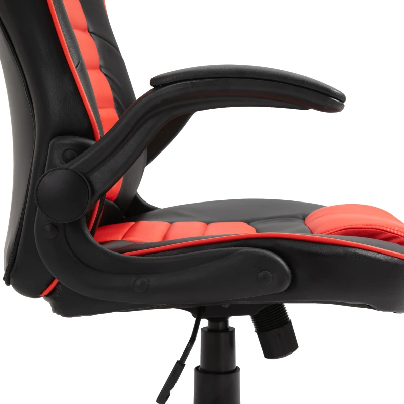 Vinsetto Gaming Stuhl mit Wippenfunktion Racing Stuhl ergonomisch Bürostuhl Armlehnen höhenverstellbar Kunstleder Rot+Schwarz 66,5 x 66 x 113–122 cm