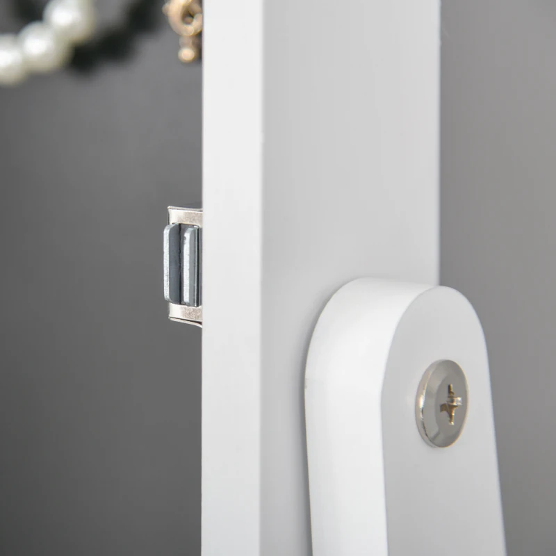 HOMCOM® SZAFKA NA BIŻUTERIĘ Z LUSTREM WEWNĘTRZNYM LED biała