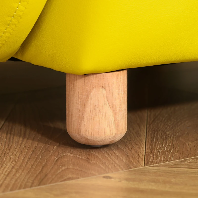 HOMCOM Cute Animal Kids Sofa Chair with Storage bags PU Leather Upholstered Single Sofa Couch for Kids Toddlers for Children's Room Bedroom Living room, Yellow