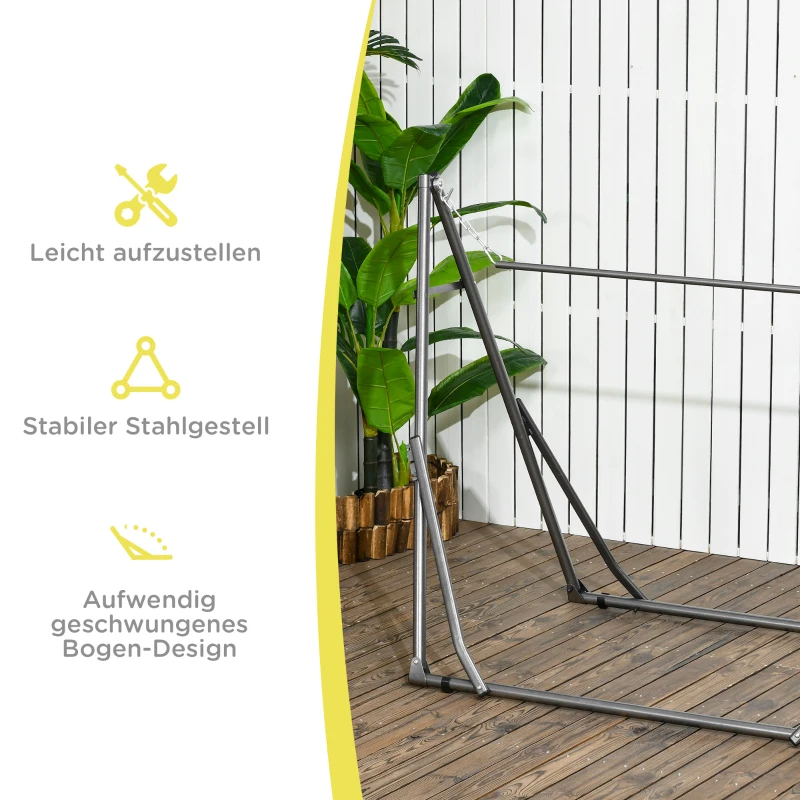 Outsunny 2-in-1 hangmatstandaard, weerbestendig, droogrek, 290 cm x 92 cm x 88 cm, zwart