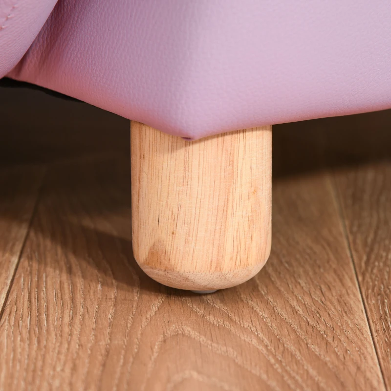 HOMCOM Cute Animal Kids Sofa Chair with Storage bags PU Leather Upholstered Single Sofa Couch for Kids Toddlers for Children's Room Bedroom Living room, Pink