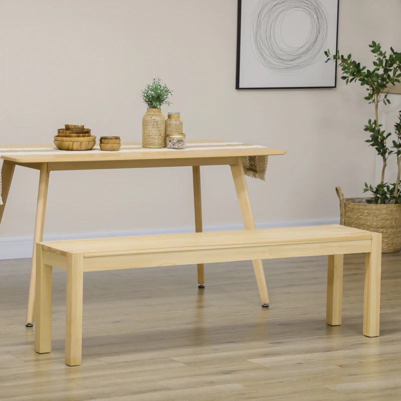 HOMCOM Massief houten bank, 3-zits, bank, keukenbank, grenenhout, naturel