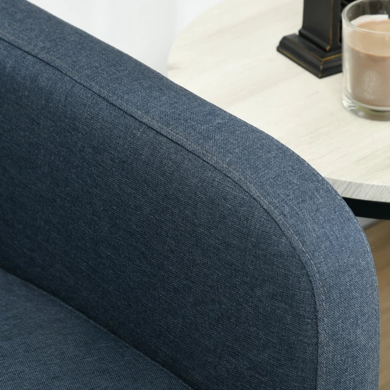 HOMCOM Canapea de 135cm pentru Dormitor, Mobilier Modern pentru Canapele cu Plus, Canapea Capitonata cu 2 Locuri cu Perne Decorative, Cadru din Lemn Masiv, Albastru Inchis