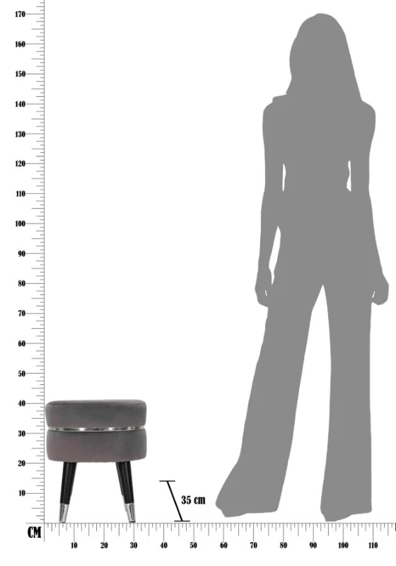 Mauro Ferretti Taburet De Bar Paris Gri/Argintiu cm Ø 35X40,5