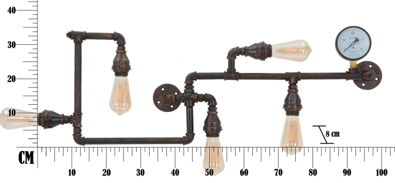 Mauro Ferretti Lampa de perete MANHATTAN cu 5 lumini CM 100X8X34