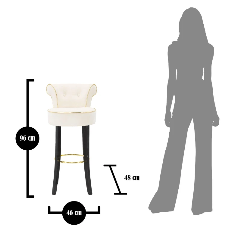 Mauro Ferretti SCAUN DE BAR LUXY CREAM CM 46X48X96