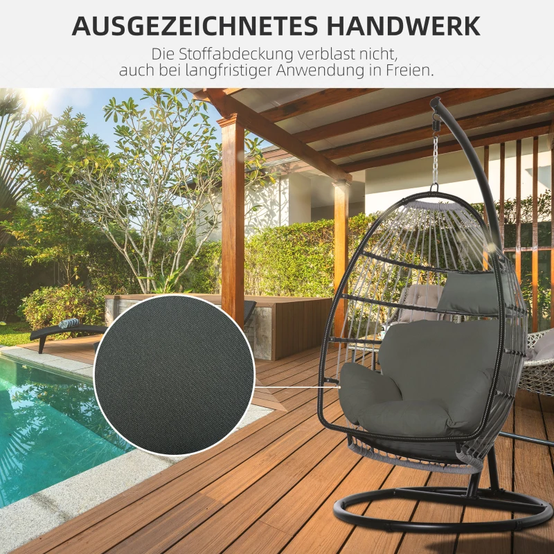 Outsunny Hängesessel Kissen Auflage für Hängekorb Sitzkissen Ersatzkissen Hängeschaukel Rückenkissen Polyester 112 x 79 x 22 cm