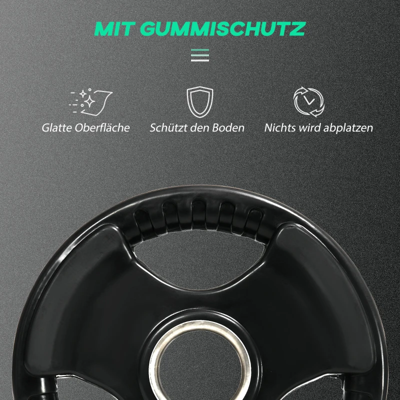 SPORTNOW halterplaat, set van 2 stuks, 10 kg per plaat, drie handgrepen, vloerbeschermende rubberen hoes, metaal