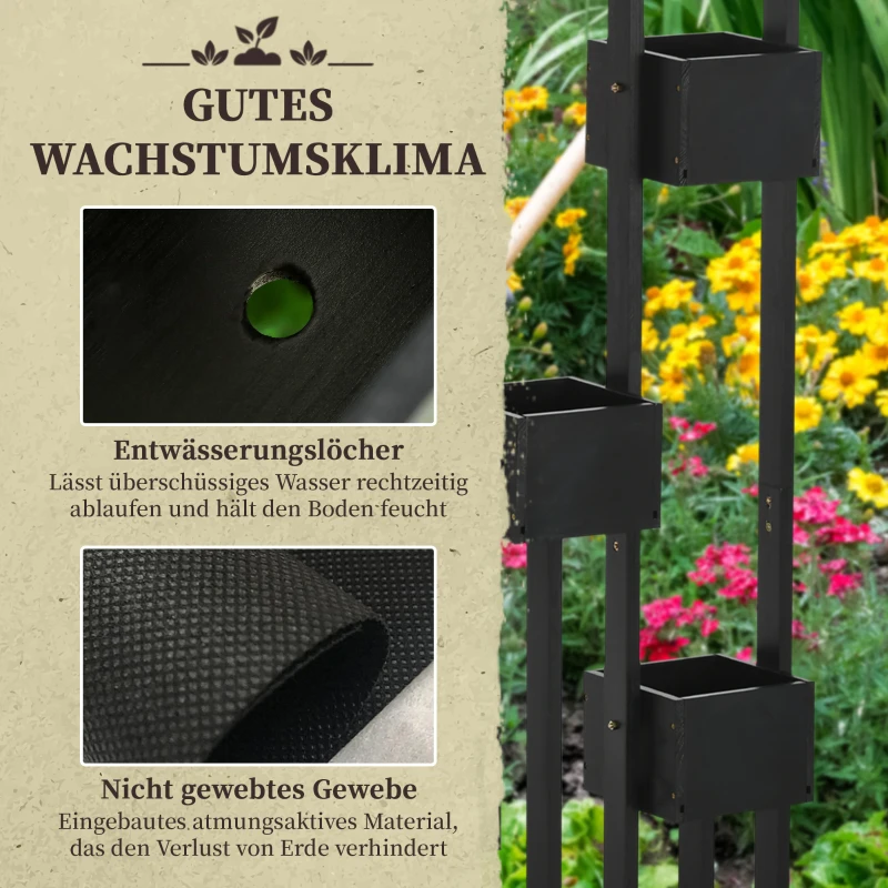 Outsunny bloembak, verhoogd bed, plantenbak met latwerk muur groentebed hout(m-6)
